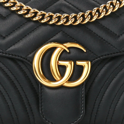 Gucci Calfskin Matelasse Small GG Marmont Shoulder Bag Black 9 of 11