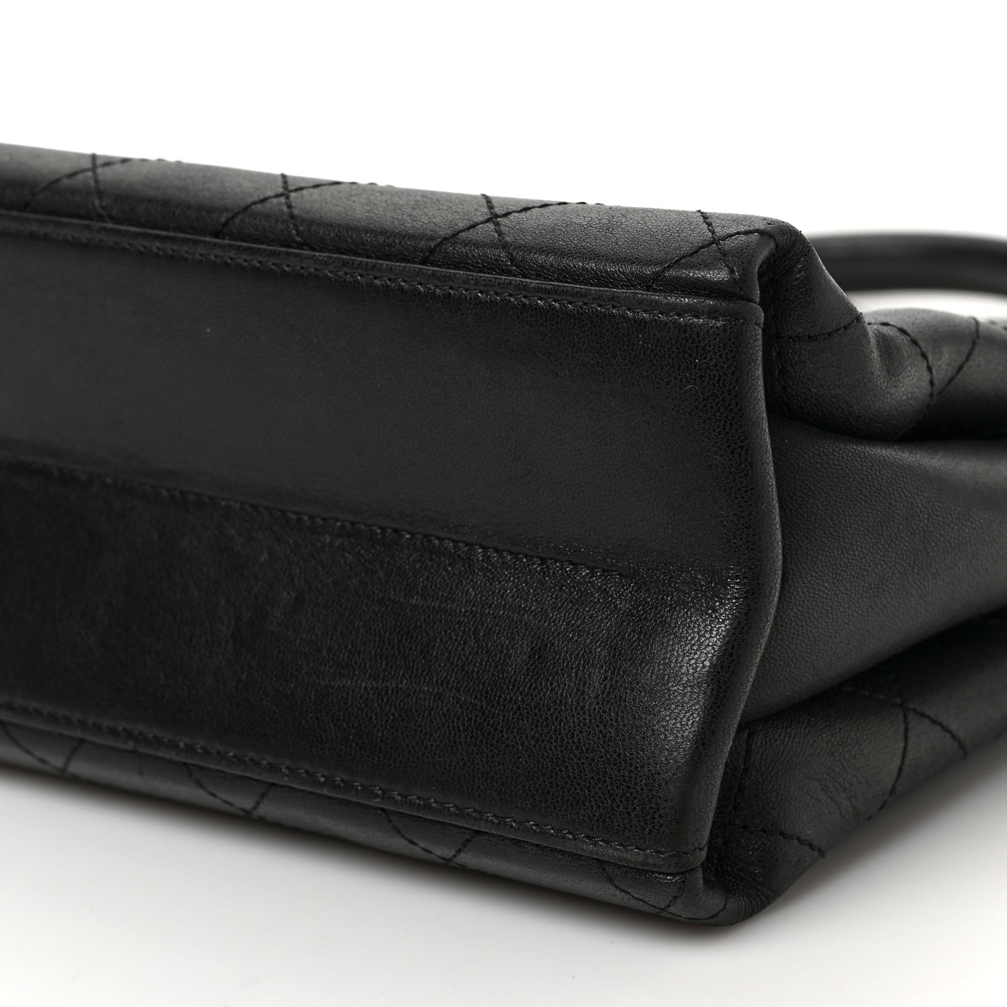 Lambskin Stitched Large Coco Lux Shopping Tote Black