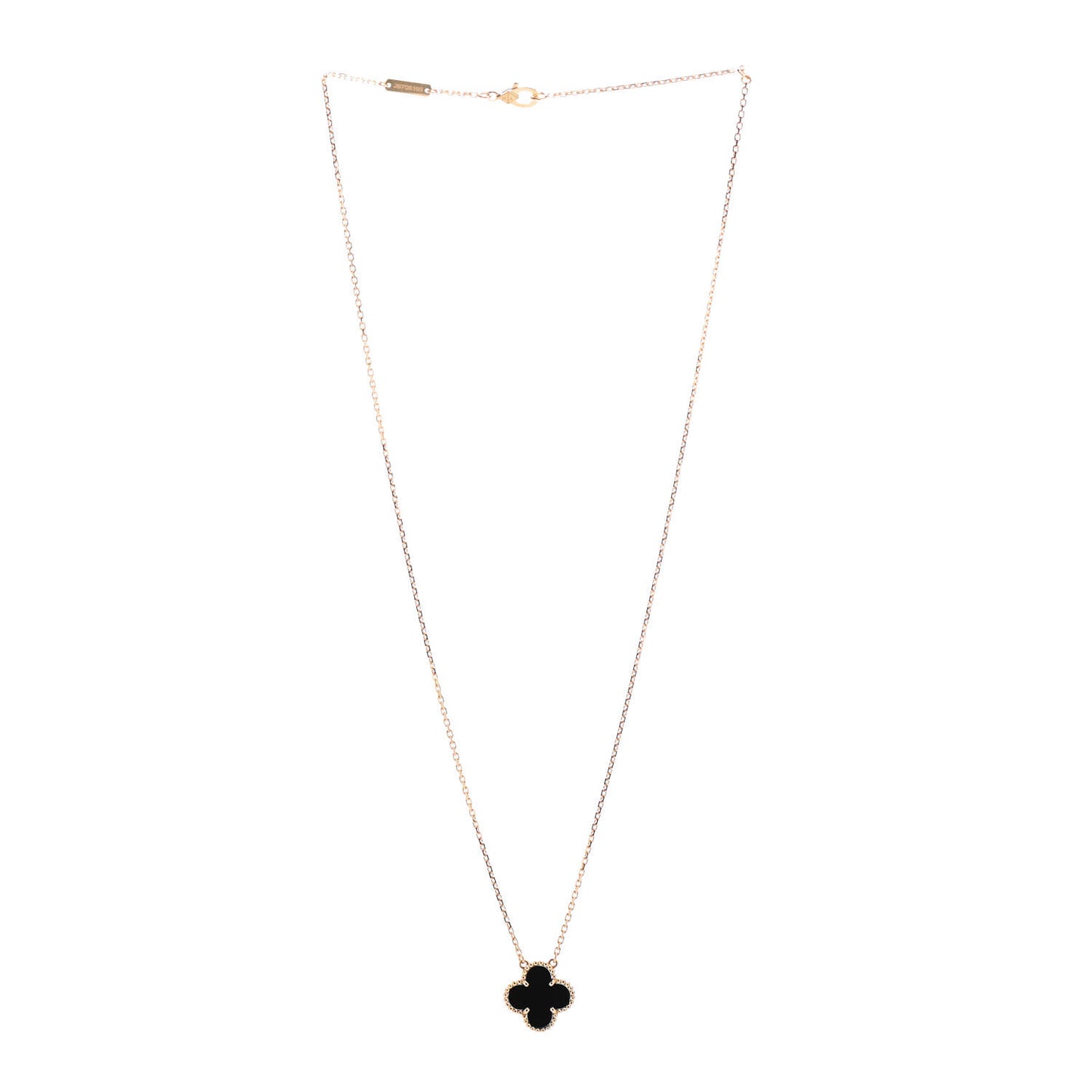 18K Yellow Gold Black Onyx Vintage Alhambra Pendant Necklace