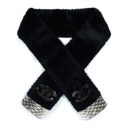 Chanel Orylag Rabbit Fur CC Scarf Black 1 of 2
