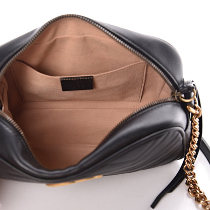 Gucci Calfskin Matelasse Small GG Marmont Chain Shoulder Bag Black 5 of 10