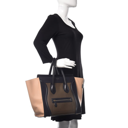 Celine Satin Calfskin Mini Tri-Color Luggage Anthracite 2 of 13