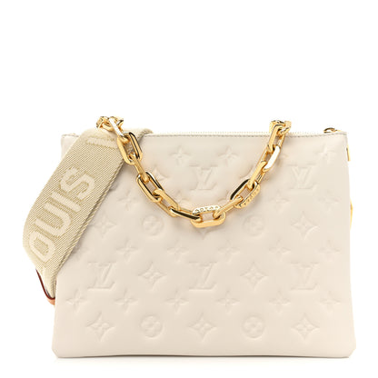Louis Vuitton Lambskin Embossed Monogram Coussin PM Beige Cream 1 of 11