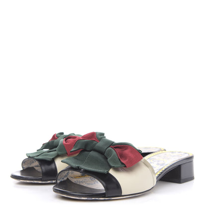 Gucci Malaga Kid Sackville Web Bow Slide Sandals 36 White 3 of 10