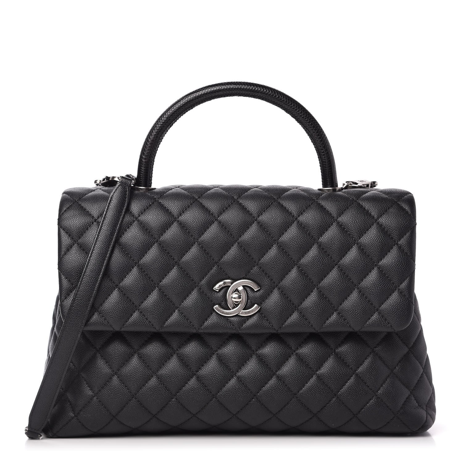 Chanel Caviar Lizard Quilted Medium Coco Handle Flap Black 1 of 10
