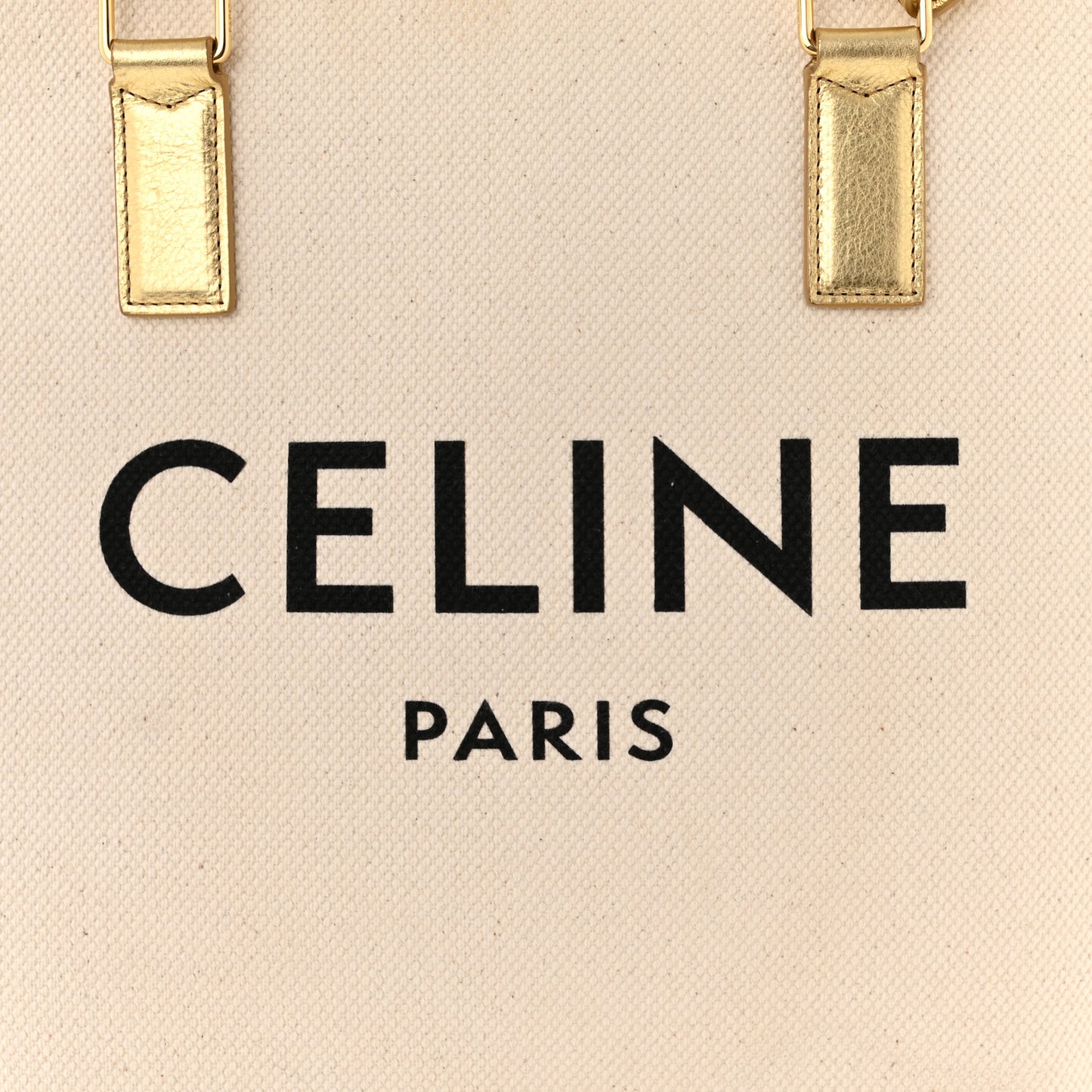 Canvas Calfskin Logo Print Small Horizontal Cabas Gold