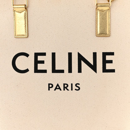 Celine Canvas Calfskin Logo Print Small Horizontal Cabas Gold 6 of 12