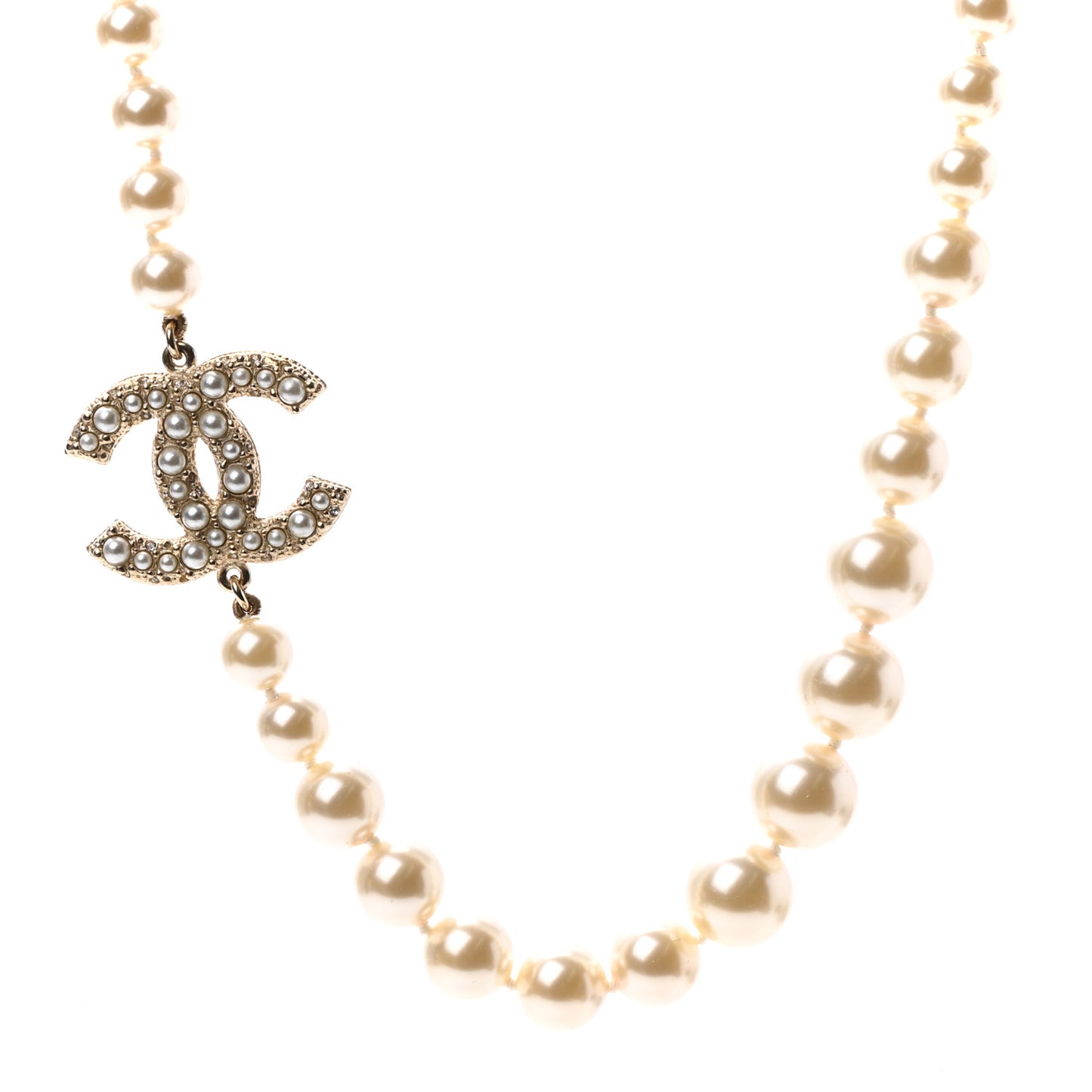Pearl CC 100th Anniversary Necklace Light Gold