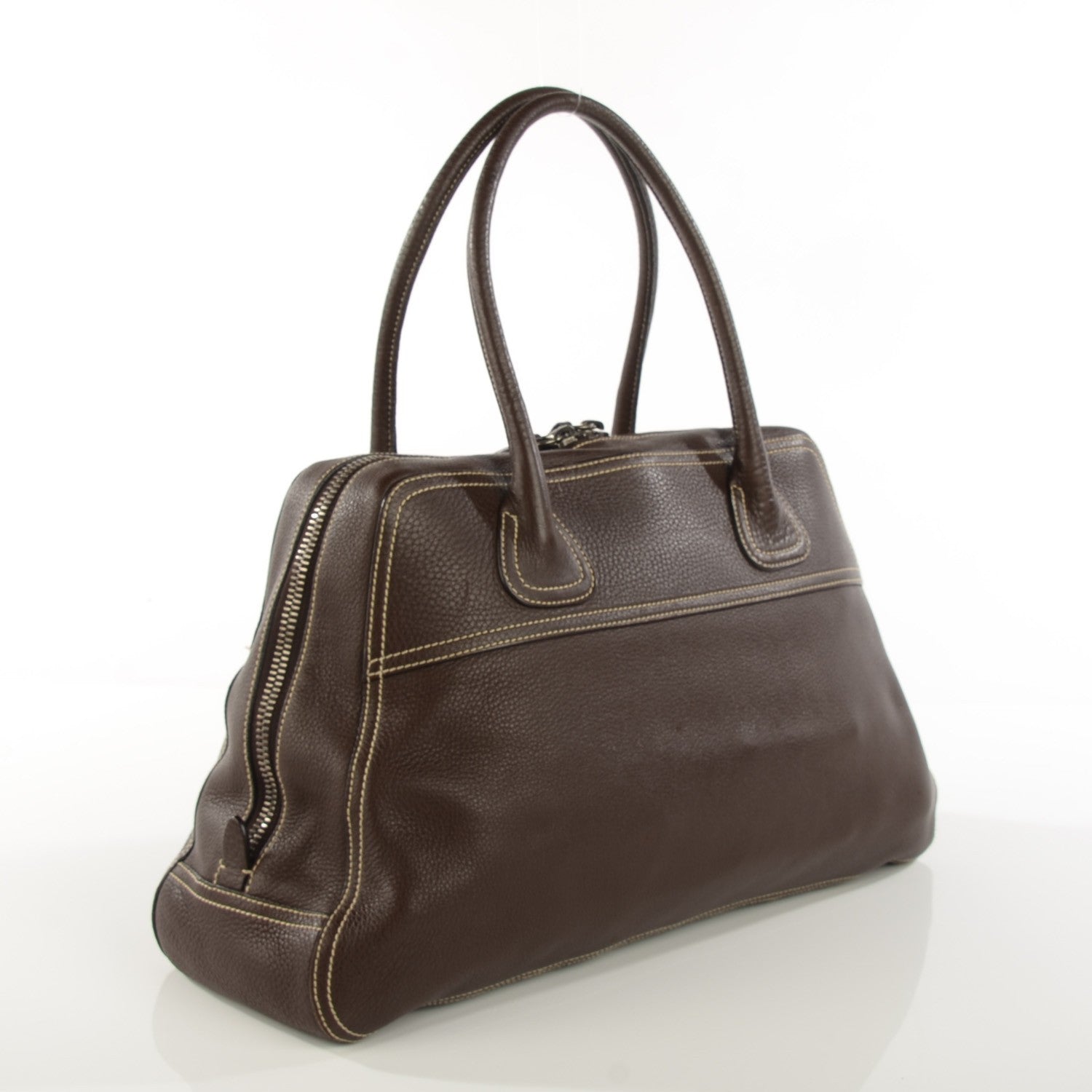 Prada Vitello Daino Frame Bowler Caffe 4 of 10