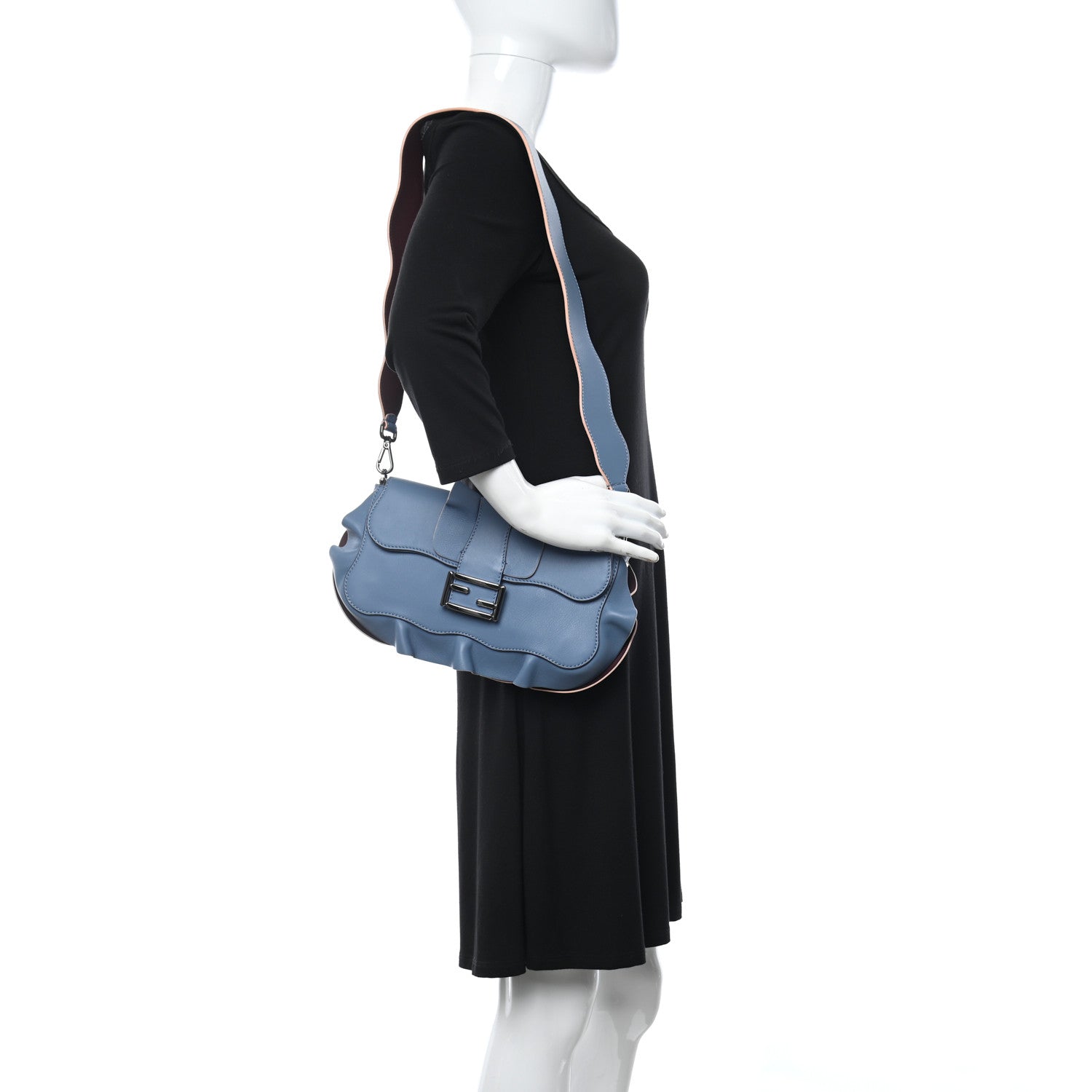 Fendi Calfskin Waves Baguette Blue 2 of 12