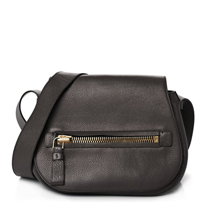 Tom Ford Grained Calfskin Soft Jennifer Saddle Bag Graphite 1 of 13
