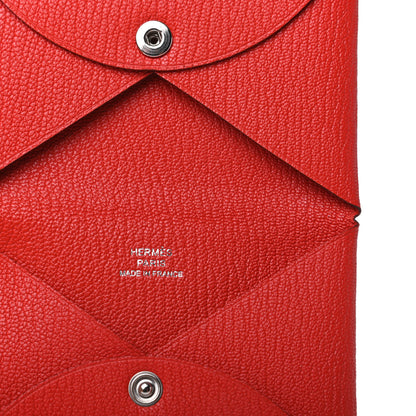 Hermes Chevre Mysore Calvi Card Case Rouge Tomate 6 of 9