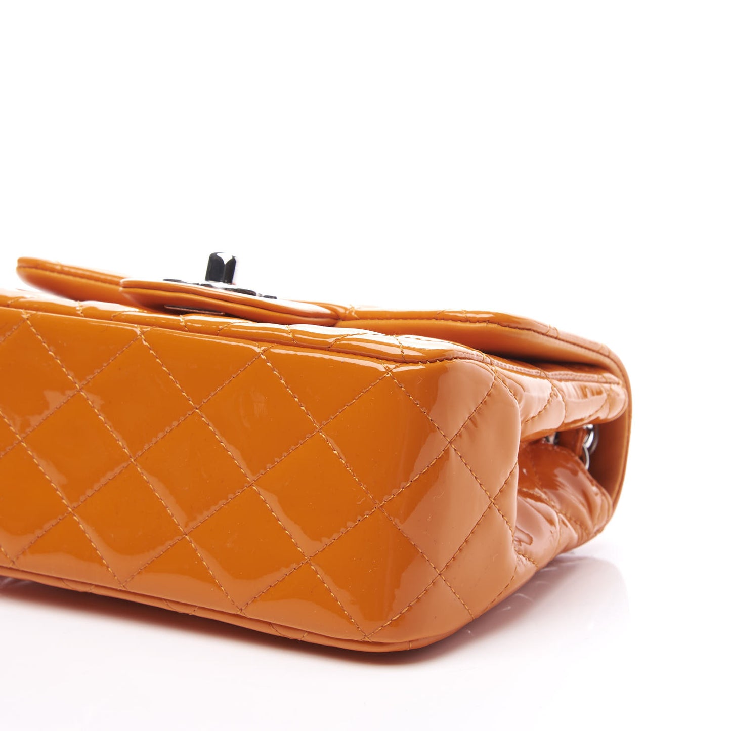 Patent Quilted Mini Square Flap Orange