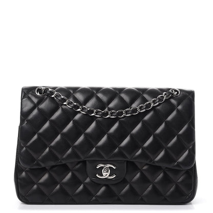 Chanel Lambskin Quilted Jumbo Double Flap Black 1 of 15