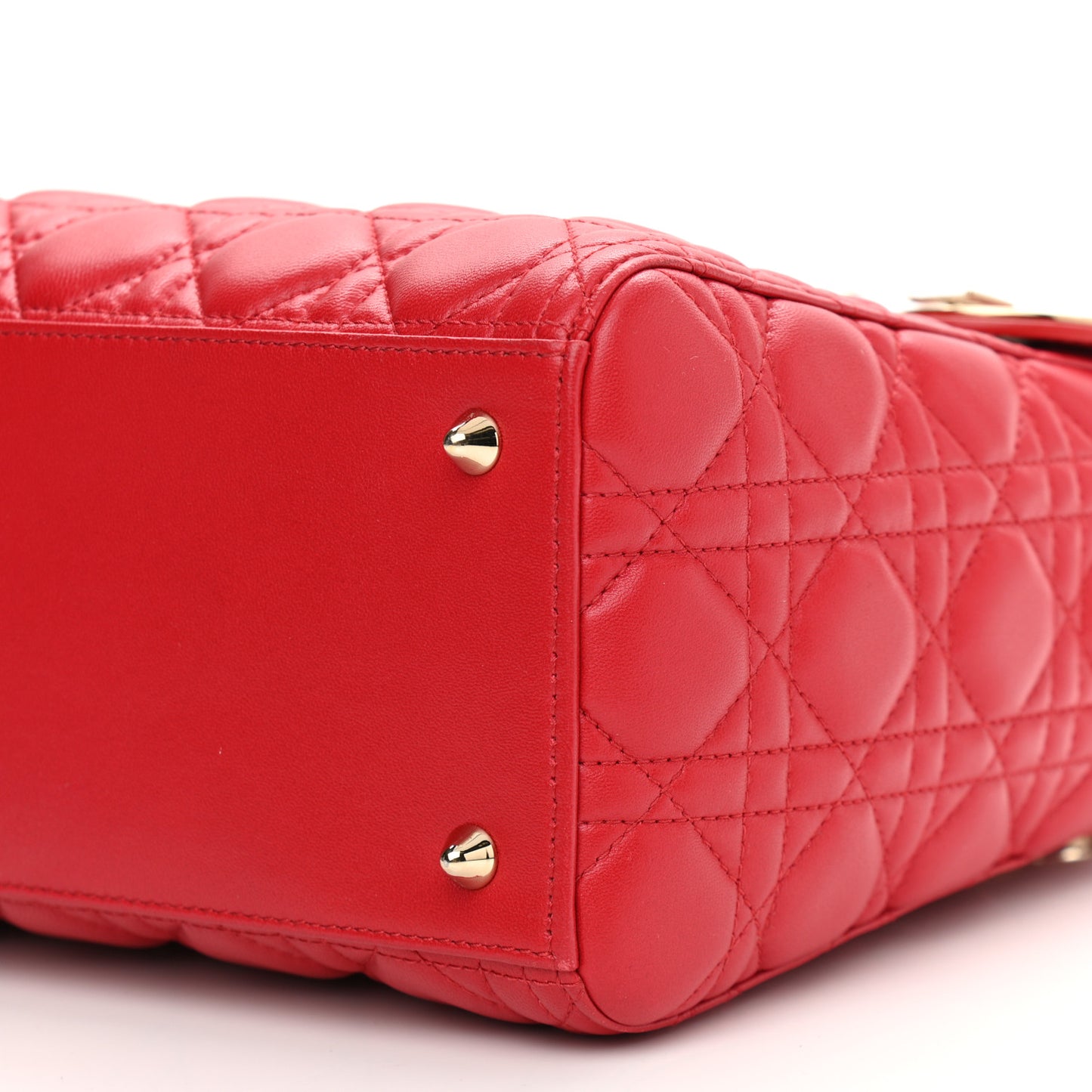 Lambskin Cannage Medium Lady Dior Red