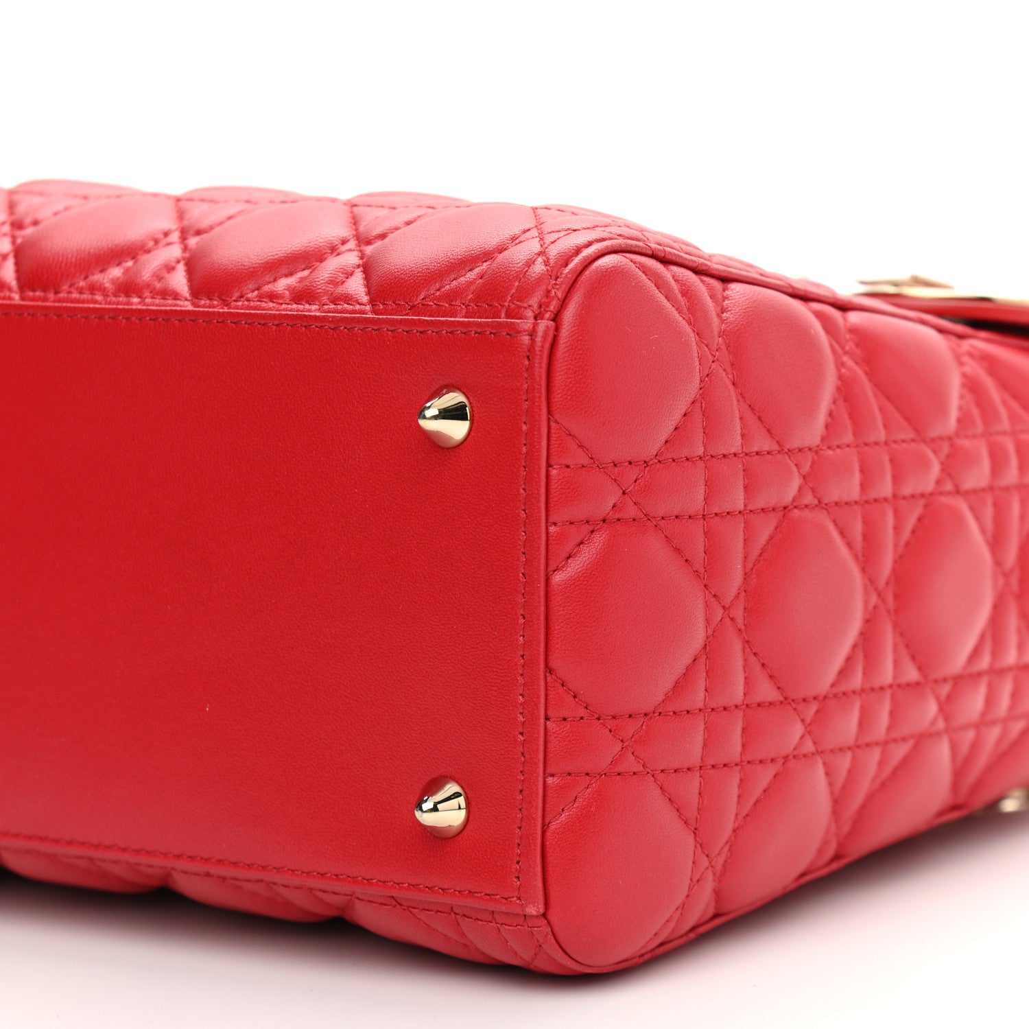 Christian Dior Lambskin Cannage Medium Lady Dior Red 9 of 10
