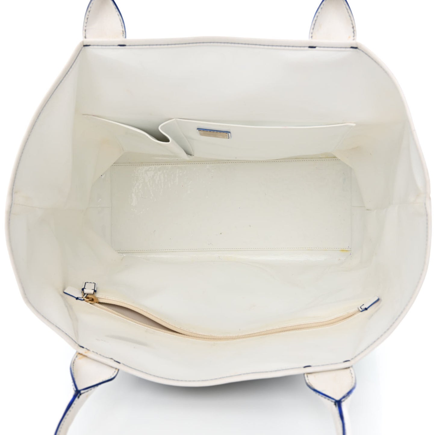 Calfskin Canvas Basket Sea Medium Tote White Blue