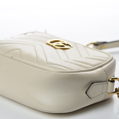 Gucci Calfskin Matelasse Mini GG Marmont Chain Shoulder Bag White 6 of 9