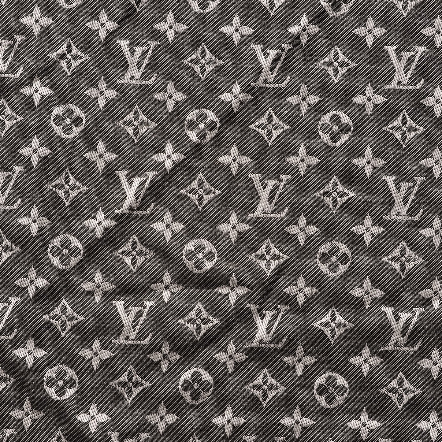 Wool Silk Monogram Denim Shawl Black