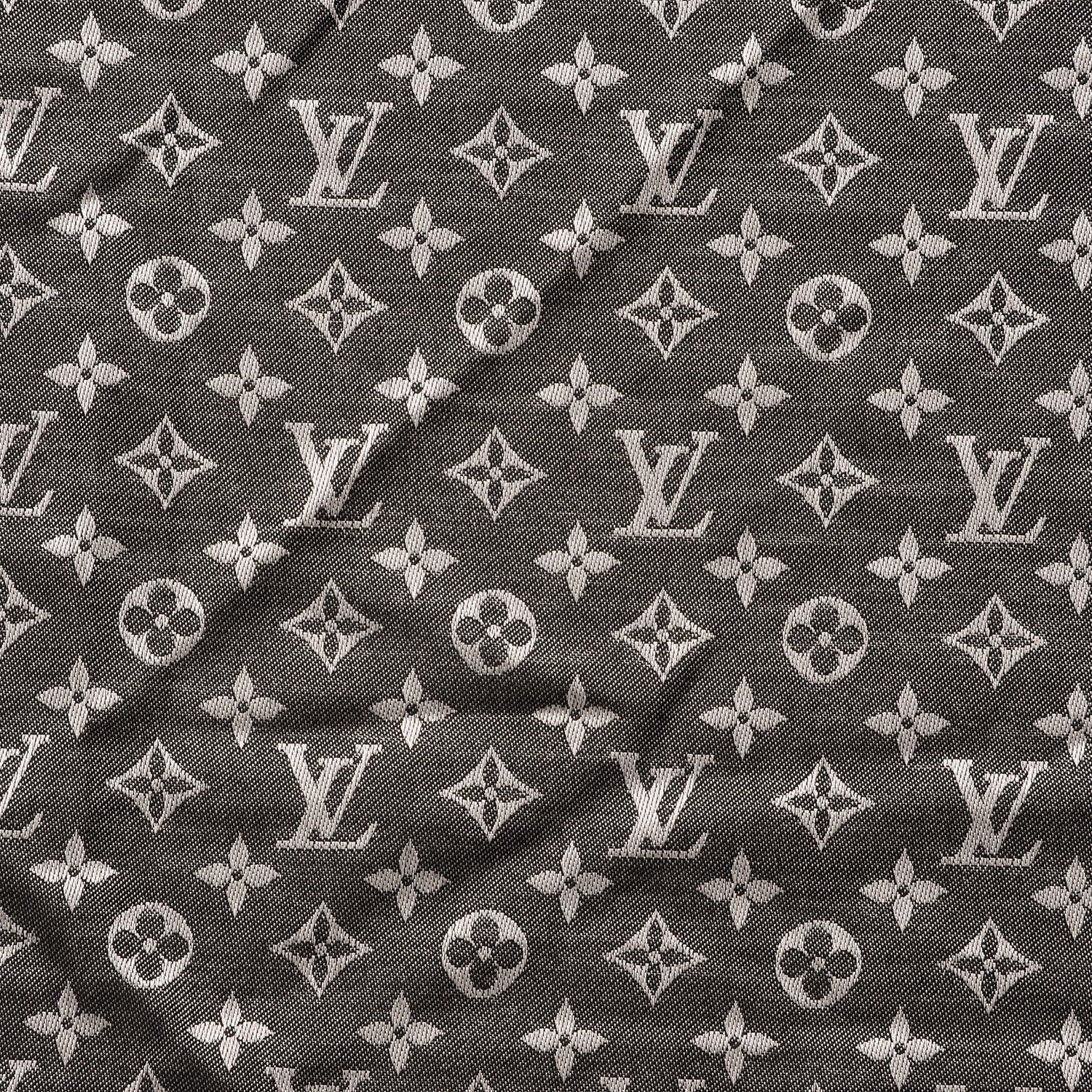 Louis Vuitton Wool Silk Monogram Denim Shawl Black 3 of 5