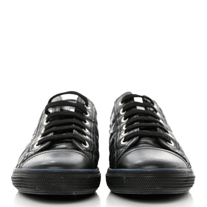 Chanel Nylon Calfskin Quilted CC Sneakers 37 Black Blue 2 of 11