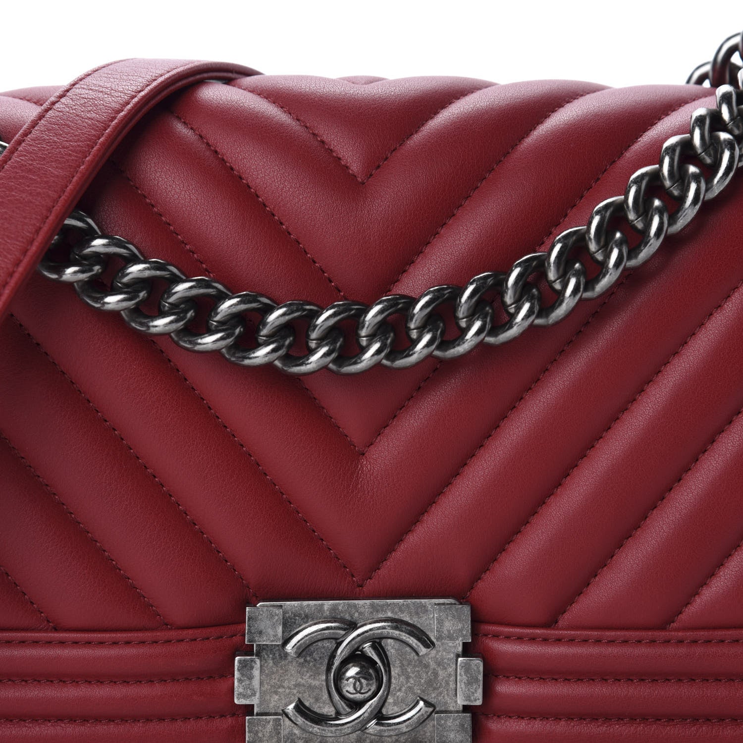 Chanel Calfskin Chevron Quilted Medium Boy Flap Red 11 of 11