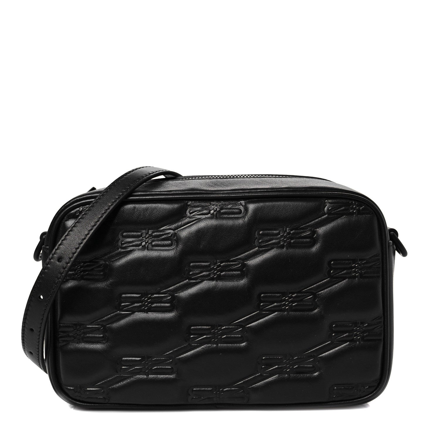 Balenciaga Nappa BB Monogram Embossed Everyday Camera Bag Black 1 of 8