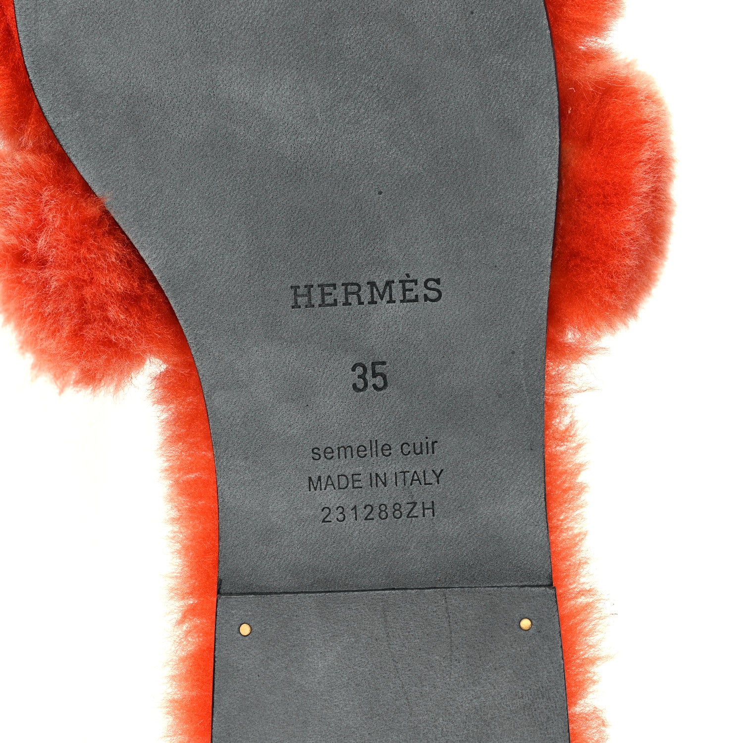 Hermes Woolskin Oran Sandals 35.5 Orange 6 of 8