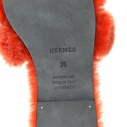 Hermes Woolskin Oran Sandals 35.5 Orange 6 of 8