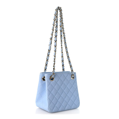 Chanel Caviar Quilted Mini Bucket Bag Blue 3 of 14