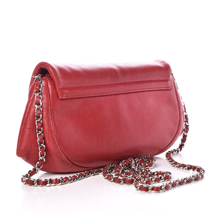 Chanel Lambskin Half Moon Wallet On Chain WOC Red 3 of 8