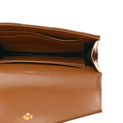 Saint Laurent Grain De Poudre Matelasse Chevron Small Monogram Envelope Wallet Natural Dark 5 of 8