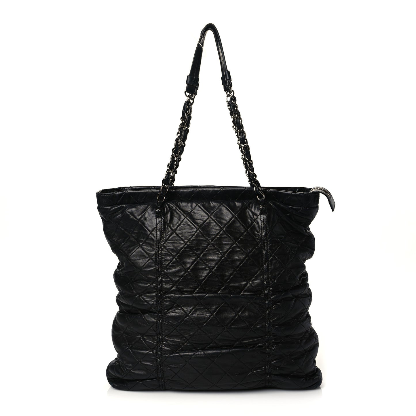 Lambskin Quilted Sharpei Shopping Tote Black