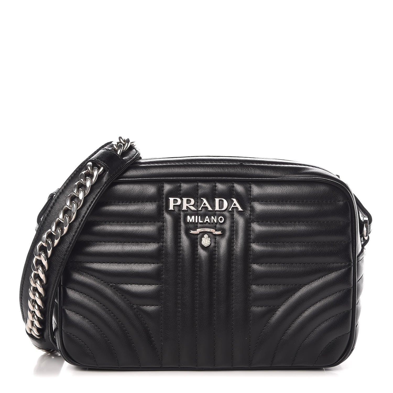 Prada Soft Calfskin Diagramme Crossbody Bag Black 1 of 7