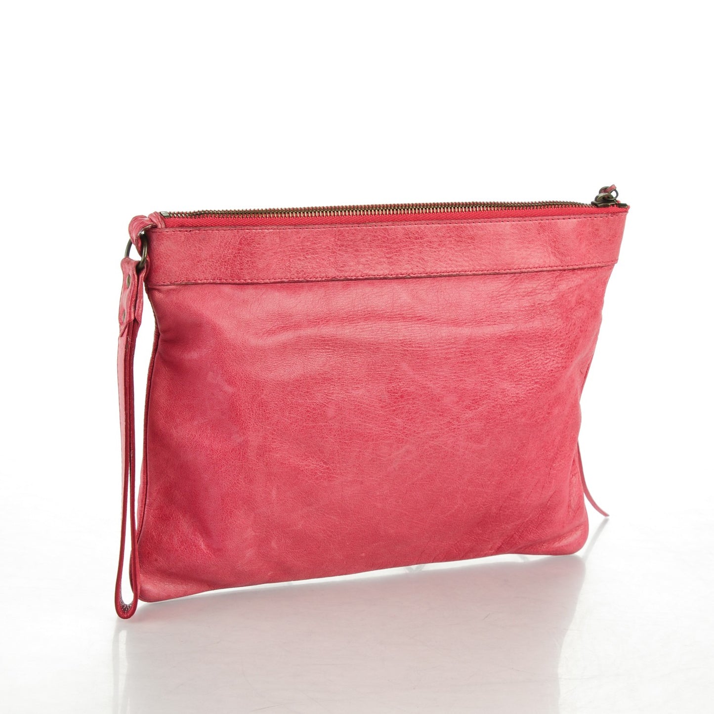 Chevre Classic Hardware Flat Handle Clutch Rose
