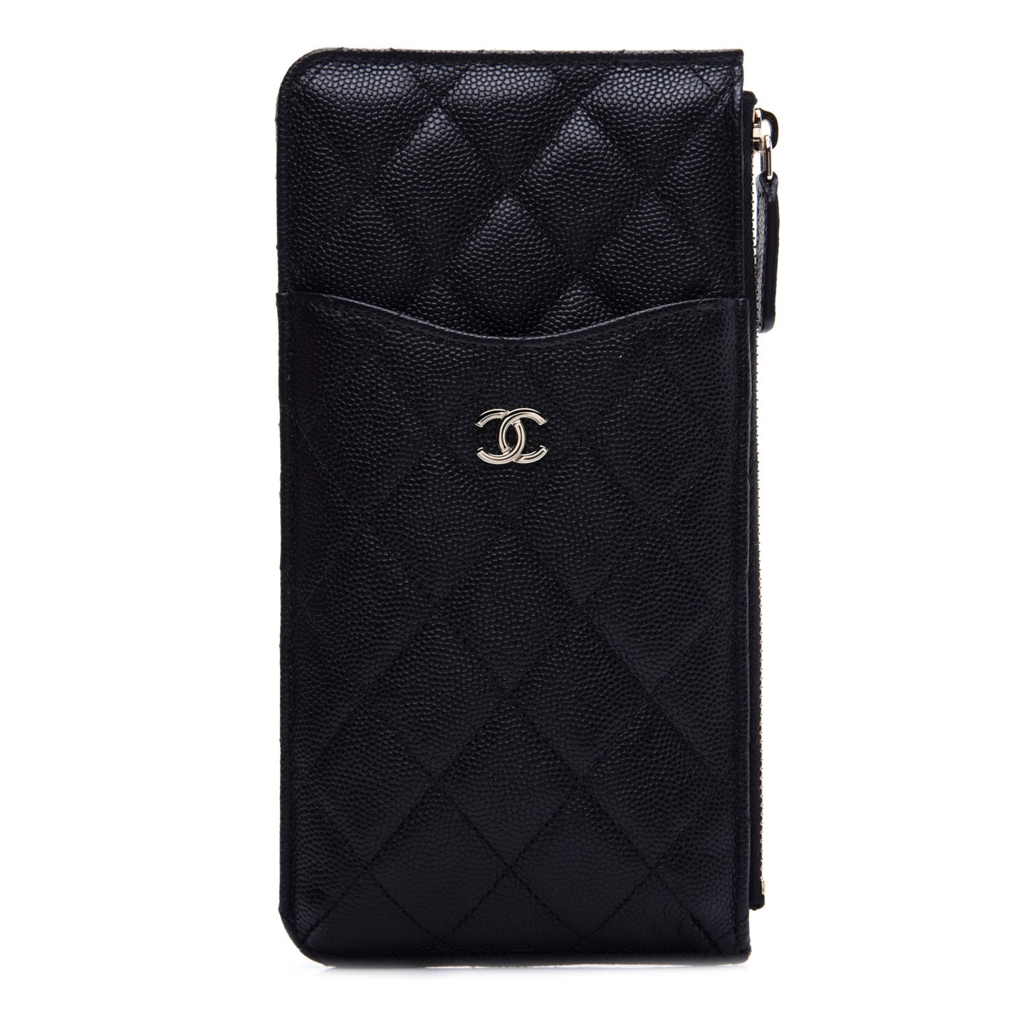 Caviar Quilted Classic Flat Wallet Pouch Black