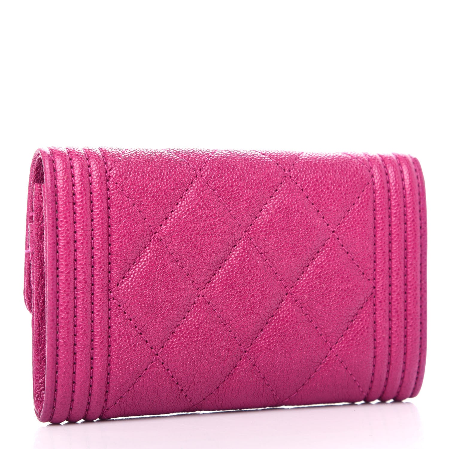 Chanel Caviar Quilted Boy Card Holder Wallet Fuchsia 3 of 8