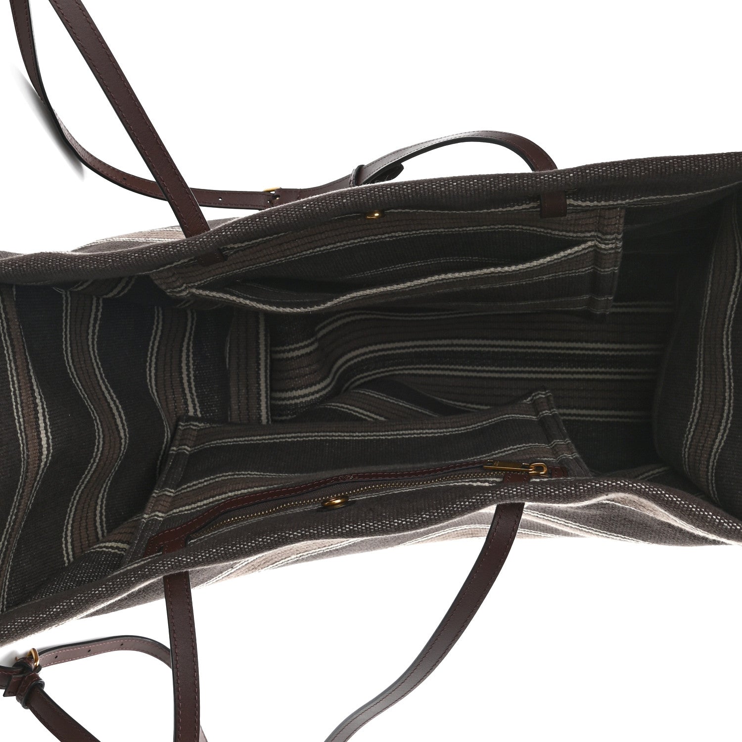 Celine Canvas Calfskin Jacquard Vertical Cabas Grey Brown 5 of 9