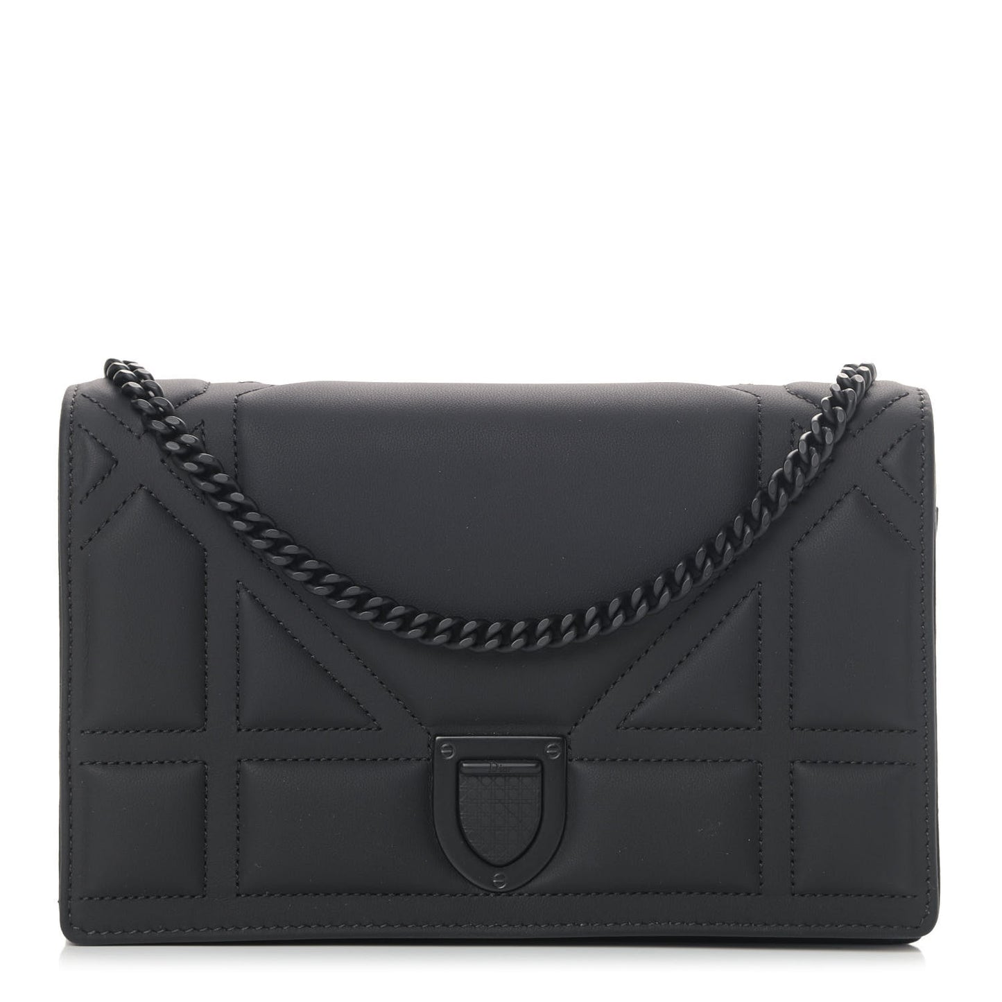 Ultra Matte Calfskin Diorama Wallet on Chain Pouch Black