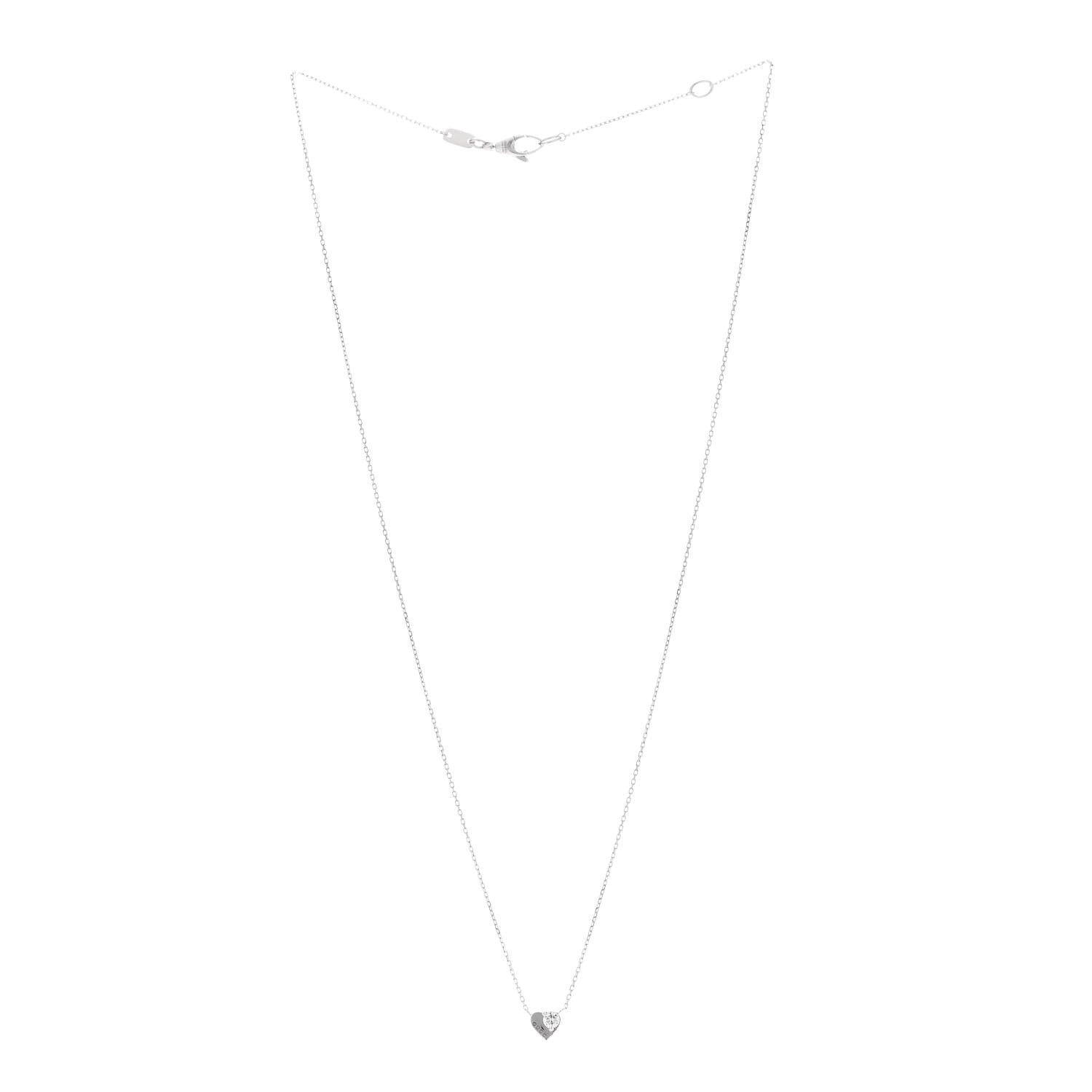 Gucci 18K White Gold Diamond Heart Pendant Necklace 3 of 5