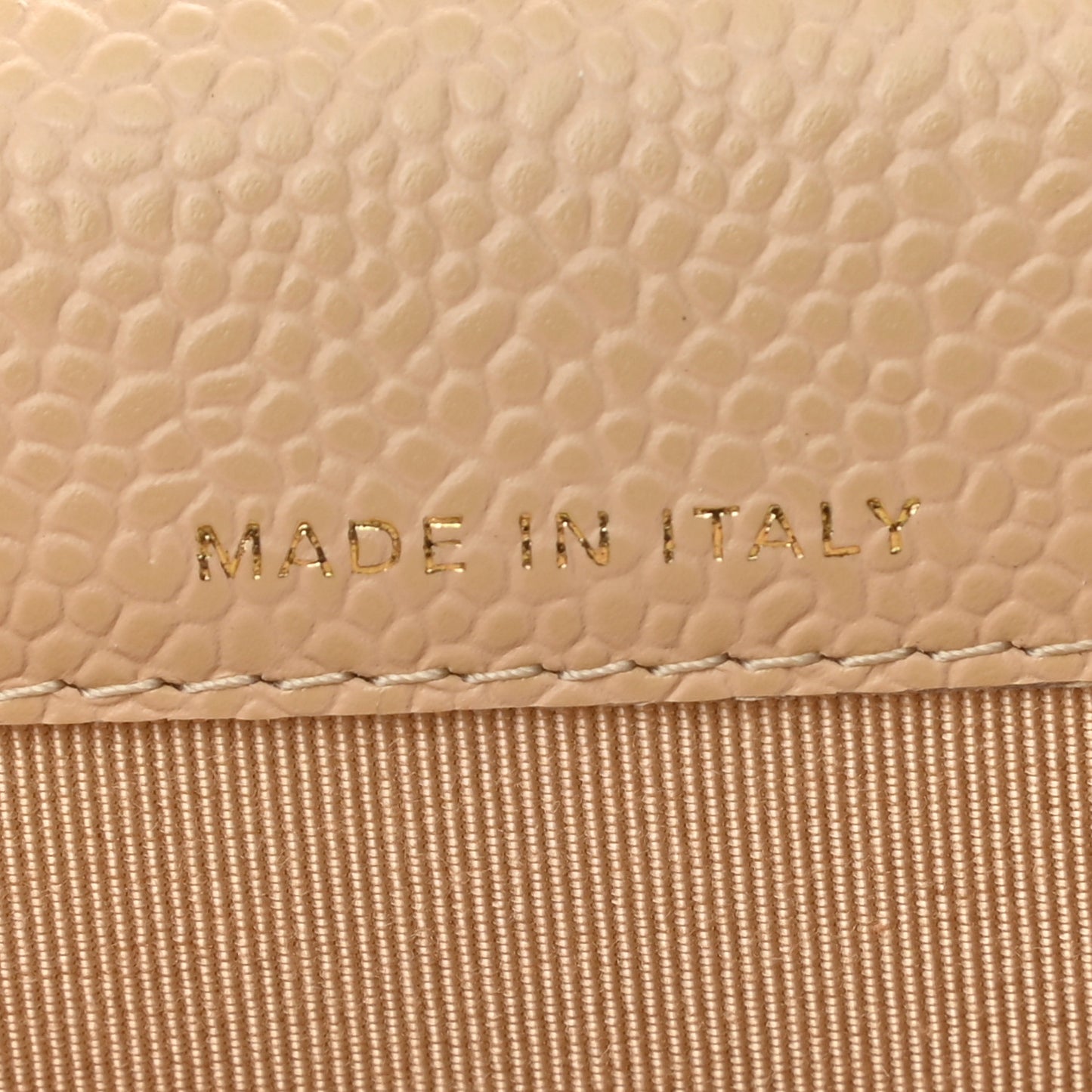 Caviar Quilted Flap Card Holder Wallet Beige