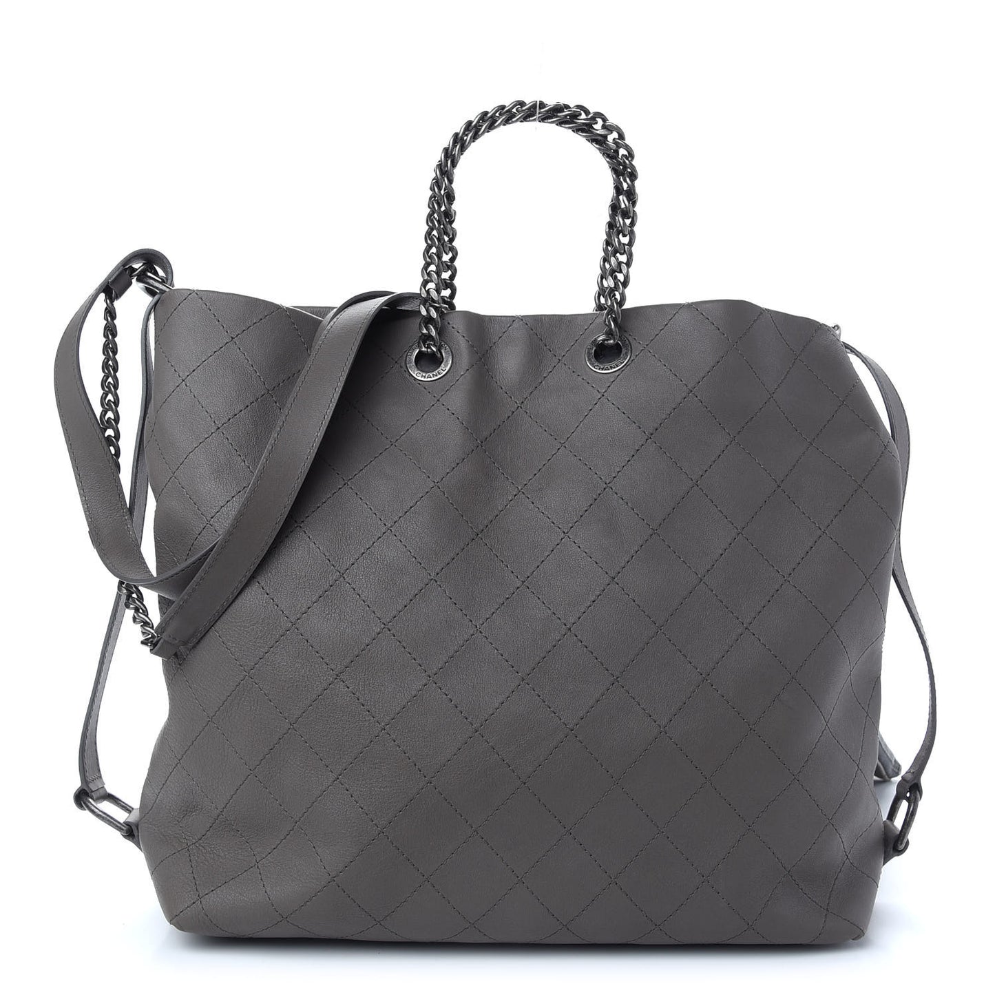 Calfskin Stitched Large Hobo Grey