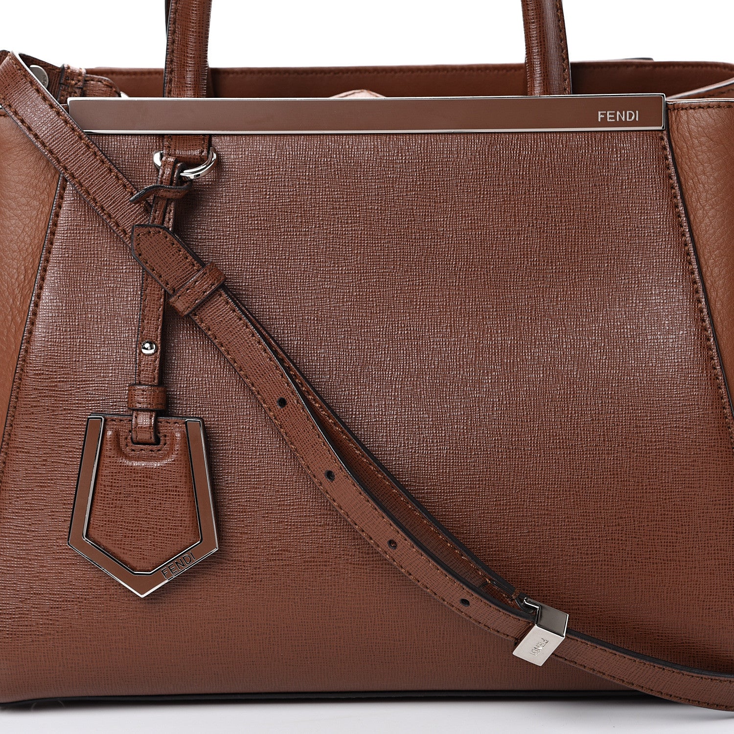 Fendi Vitello Elite Petite 2Jours Tote Walnut 7 of 9