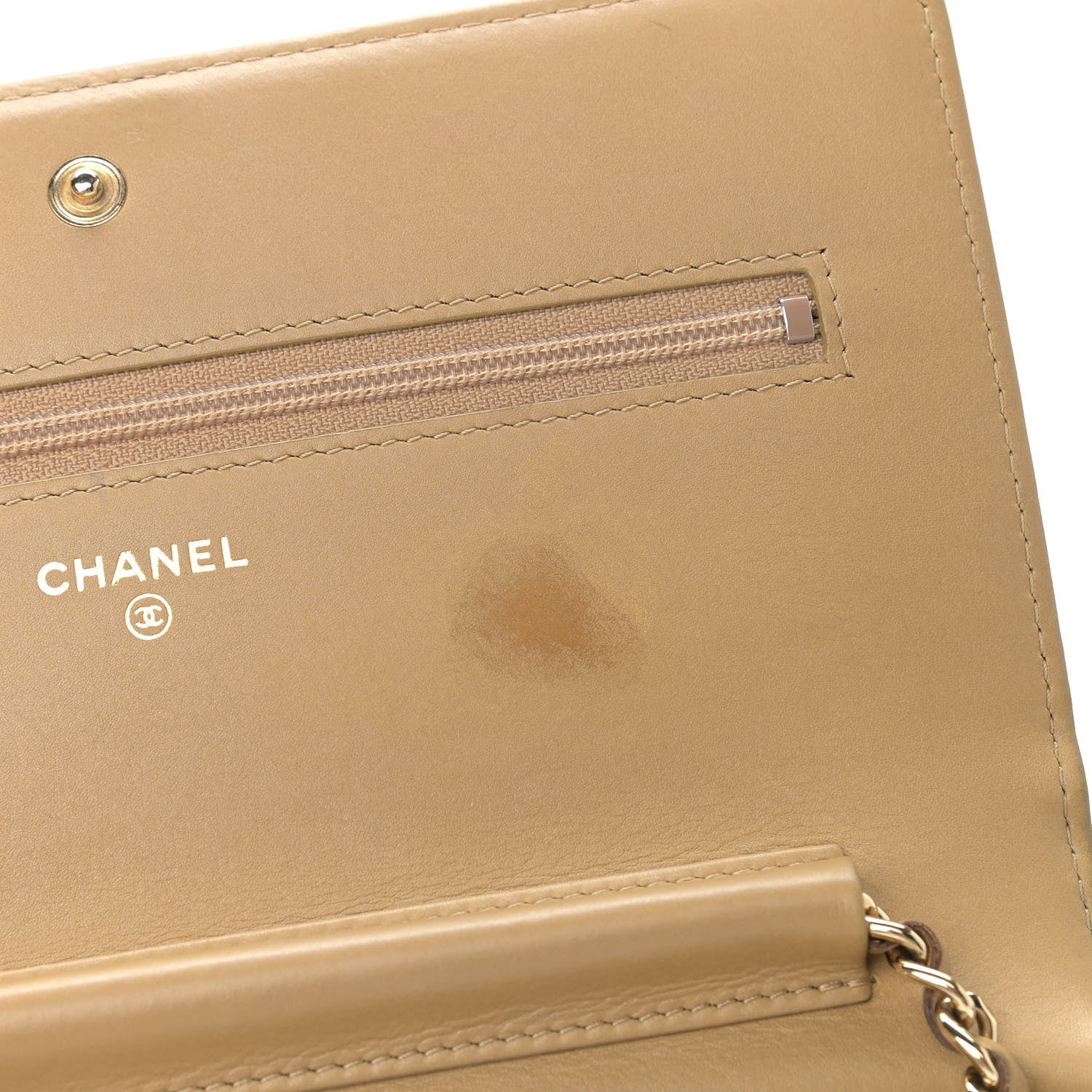 Chanel Lambskin Chevron Quilted Boy Wallet On Chain WOC Beige 11 of 11