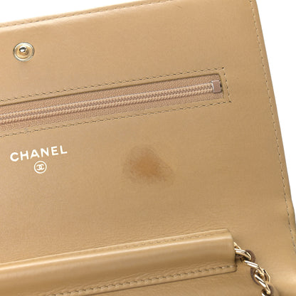 Chanel Lambskin Chevron Quilted Boy Wallet On Chain WOC Beige 11 of 11