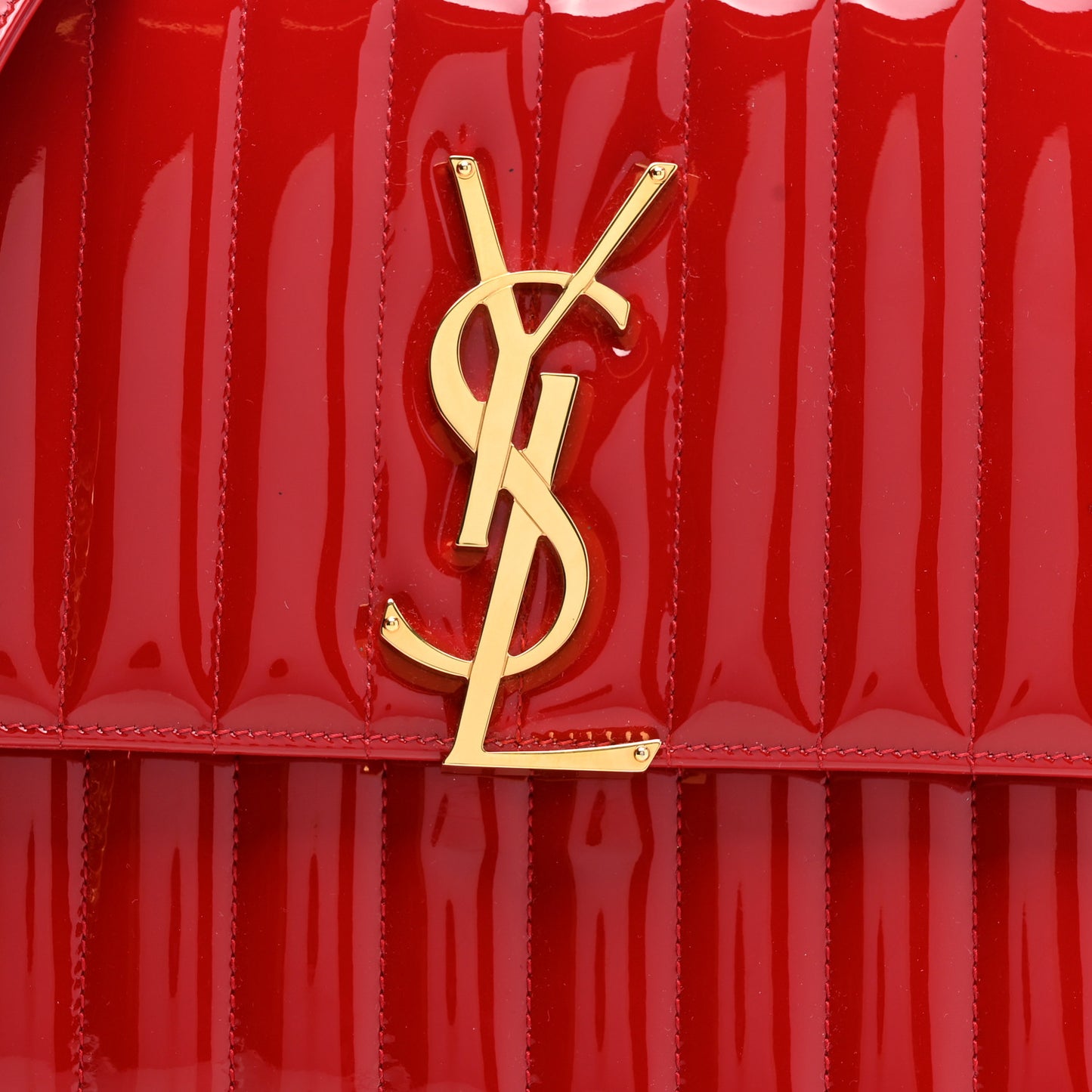Patent Matelasse Monogram Large Vicky Chain Bag Rouge Eros