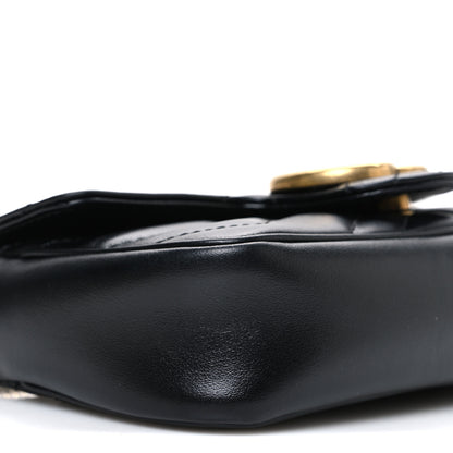 Gucci Calfskin Matelasse Super Mini GG Marmont Shoulder Bag Black 9 of 11
