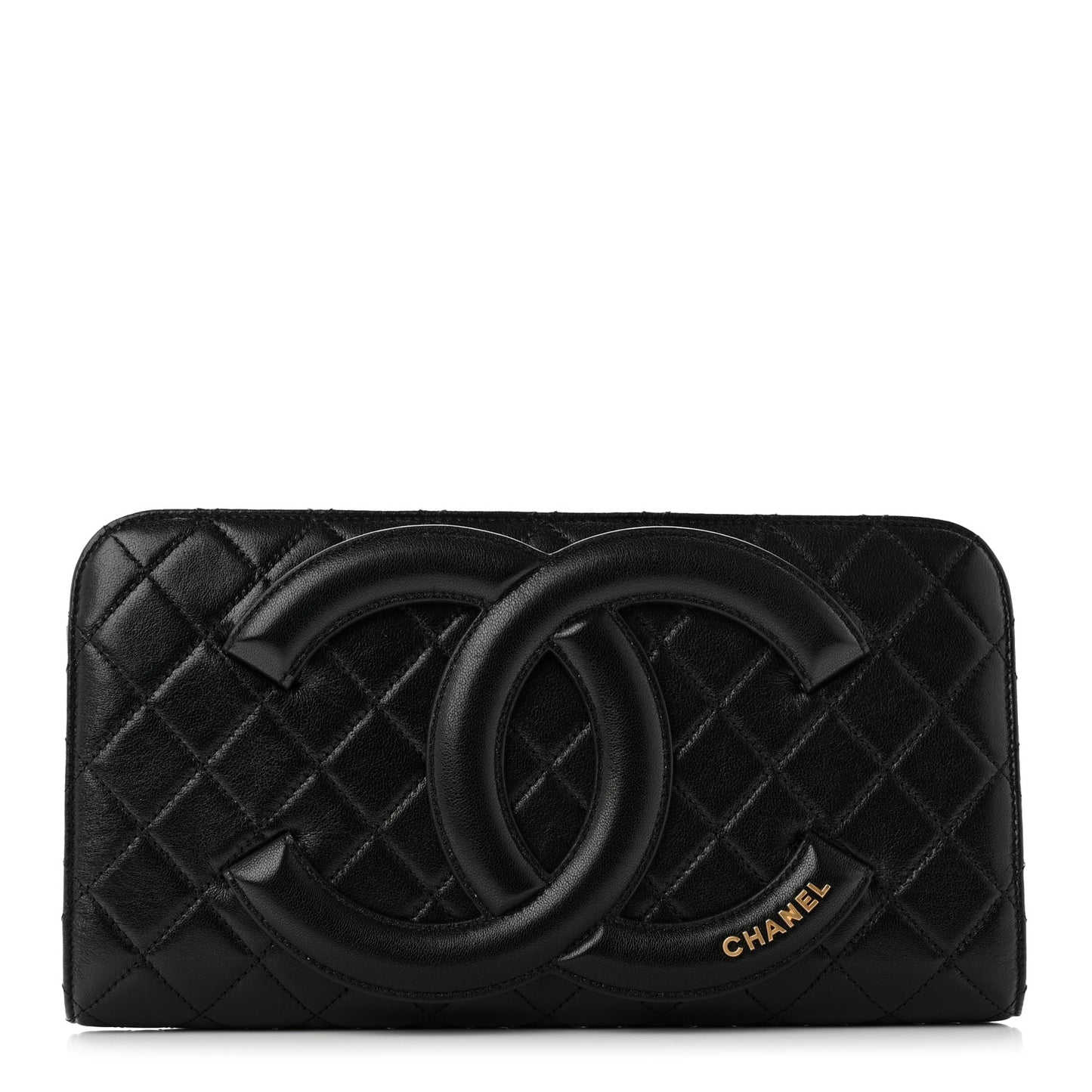 Lambskin Quilted Coco Midnight Clutch Black