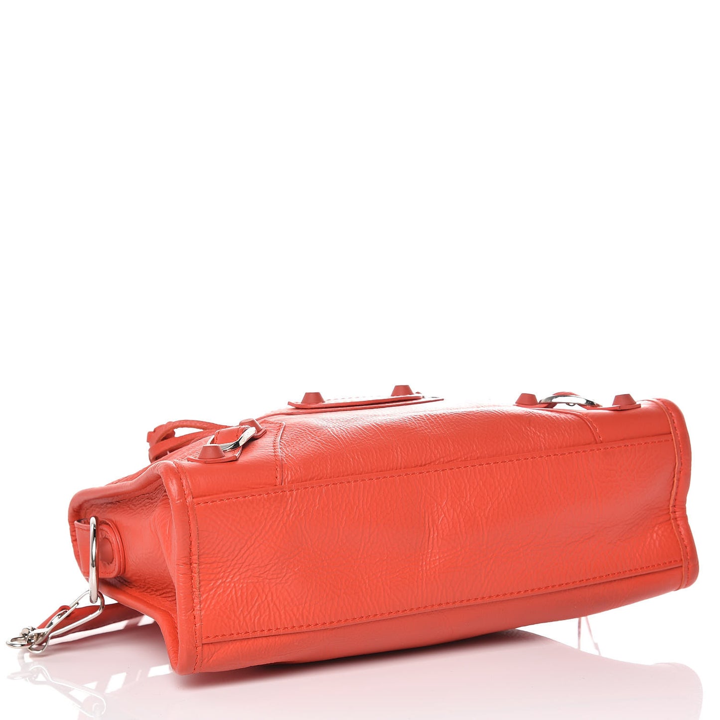 Matte Goatskin Rubber Covered Classic Hardware Mini City Rouge Coquelicot Rouge Braise
