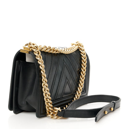 Chanel Caviar Glazed Calfskin Chevron Medium Boy Flap Black 3 of 12
